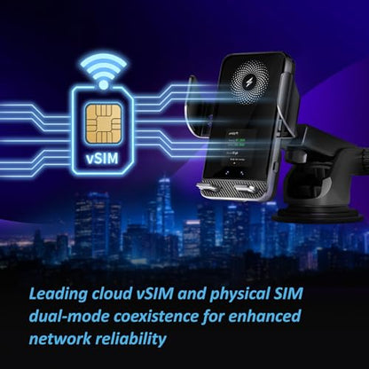 4G Mobile Car WiFi Hotspot with 10GB Preloaded US Data, Phone Holder for Navigation Wireless Charging Mount for Driving, Passenger Connectivity & Remote Work