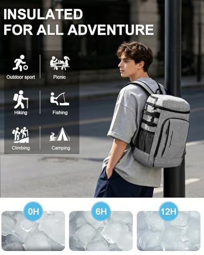 Capolo 36/45 Cans Cooler Backpack Insulated Waterproof for Women Men Lunch Backpack Coolers Leak Proof Soft Cooler Bags - color: Grey, size: 45 Cans