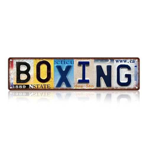 Vintage Sport Street Sign Boxing Wall Decor Metal Tin Signs for Bar Home Bedroom Garage - color: St-I-03