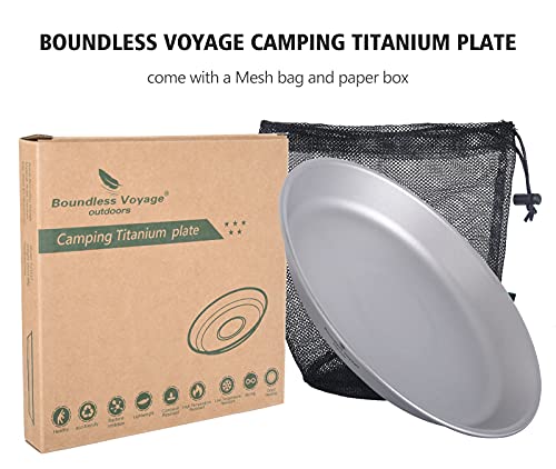 Boundless Voyage Titanium Dish Plate Bowl Set with Carry Bag Outdoor Camping Pan Campfire Tableware Cookware Mess Kit for Food Fruit Sauce (1pc 1111T) - color: 1pc 1111T