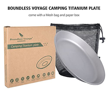 Boundless Voyage Titanium Dish Plate Bowl Set with Carry Bag Outdoor Camping Pan Campfire Tableware Cookware Mess Kit for Food Fruit Sauce (1pc 1111T) - color: 1pc 1111T