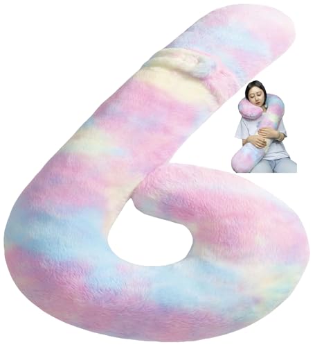 Car Travel Pillow, car Pillow for Kids and Adults, Ergonomic Travel Pillow Providing Neck and Body Support, a Sleep aid, Children's Travel Pillow-Rainbow Powder - color: Rainbow Pink