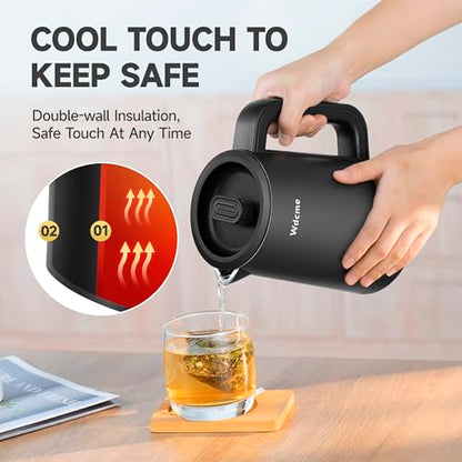 0.6L Small Travel Electric Kettle Portable Smart Tea Coffee Kettle | 800W Rapid Boil,6 Temperature Control,304 Stainless Steel,Dual Voltage 110-240V,12H Keep Warm, Mini Hot Water Boiler