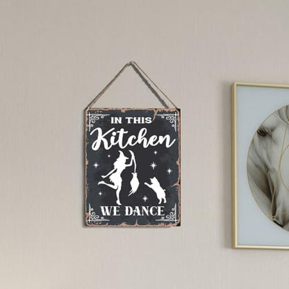 wall-pediments MP 480 In This Kitchen We Dance Witch & Cat Plaque, 6.7 x 10 Inches Witchy Kitchen Decor - color: Generic 9965