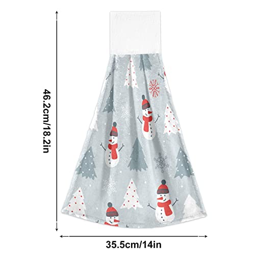 Vnurnrn Hand Towels for Kitchen 2 Pcs Hanging Kitchen Towels Set，Christmas Snowman Christmas Tree Soft Absorbent Tea Bar Dish Cloths Bath Towel for Bathroom Laundry Room - color: Christmas Snowman Christmas Tree