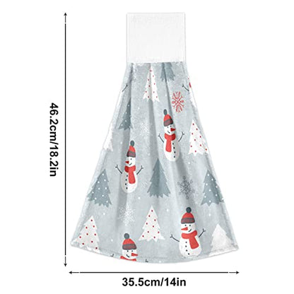 Vnurnrn Hand Towels for Kitchen 2 Pcs Hanging Kitchen Towels Set，Christmas Snowman Christmas Tree Soft Absorbent Tea Bar Dish Cloths Bath Towel for Bathroom Laundry Room - color: Christmas Snowman Christmas Tree
