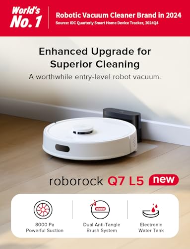 roborock Q7 L5 Robot Vacuum and Mop Combo, 8,000Pa Suction, Upgraded from Q5 Pro, Dual Anti-Tangle System, LiDAR Navigation, No-Go Zones, Self-Charging Robotic Vacuum Cleaner, White - color: White02