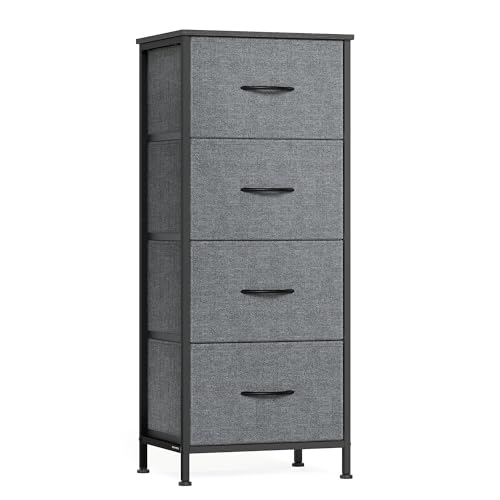 SONGMICS BELLAH Collection - Dresser for Bedroom, Chest of Drawers, Storage Organizer Unit, Closet, Entryway, Steel, 4 Drawers, Modern, Slate Gray ULGS314GN02S - color: Slate Gray, size: 11.8"D x 15.6"W x 37.5"H (4 Drawers)