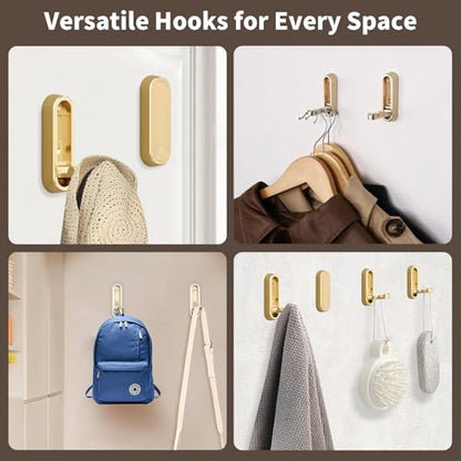 2Pcs Foldable Wall Hooks, Zinc Alloy Folding Hook Gold, Heavy Duty Folding Coat Hooks Wall Mounted for Hanging Coat Towels Bags Keys (Gold, 2 Pack) - color: Gold, size: 2 Pack
