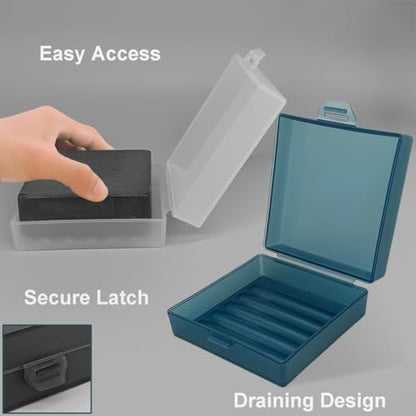 Soap Container, Shower Square Bar Holder Fit Handmade Soap, Travel Soap Case (Matt Blue) - color: Matt Blue