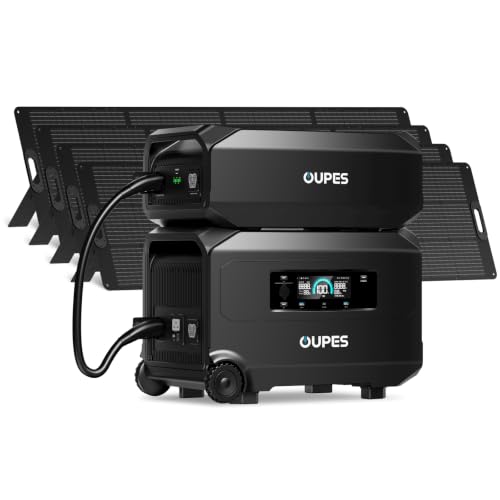 OUPES Guardian 6000 Ultimate Power System: 9216Wh Dual Battery Station with 6000W Output, 4x240W Solar Panels (960W), 120V/240V Dual Voltage for Complete Energy Independence & Home Backup - style: Guardian 6000+G5 Battery+4*240W Panels