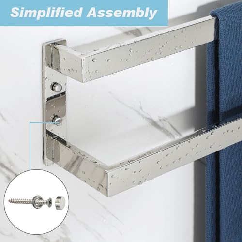 Alise Double Towel Bar, 24" Towel Racks for Bathroom Wall Mounted SUS304 Stainless Steel, Heavy Duty Bathroom Towel Holder, Quick Drying Towel Hanger, Polished Chrome - color: Polished Chrome, size: 24-inch