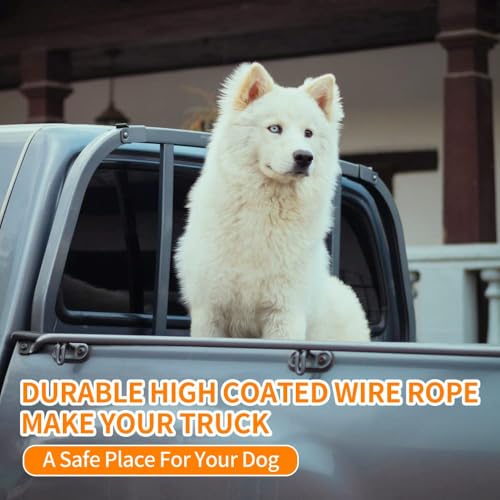 Dog Seatbelt, Car Harness with Coated Wire Rope, Happy Ride Dog Zipline, Safety Restraint No-Chew Tether Cable (Stainless Steel, 5 FT)