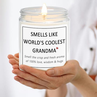 Grandma Gifts, Mothers Day Gift for Grandma from Grandchildren Granddaughter Grandkids, Smells Like World's Coolest Grandma Lavender Candles - style: Grandma