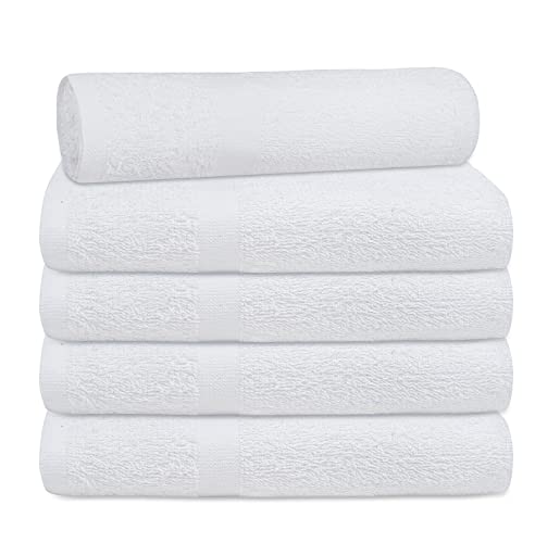 (Pack of 12 White Bath Towel Bulk 24x48 Inches - Economy Cheap Bath for Commercial Uses, Gym, Salon, Spa & Hair -Lightweight Bath Towels Quick Drying -Bath Towels Sets Bulk - color: White, size: Bath Towel - Pack of 12 - 24x48