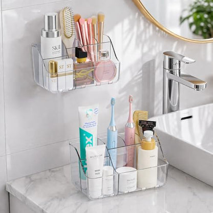 Sotfamily Clear Kids Toothbrush Holders for Bathrooms, 1 Pack(No-Drill) | Space-Saving Wall-Mounted Tooth Brush & Toothpaste Holder for Bathroom Countertop or Wall, Bathroom Organizers and Storage - size: 1 Pack