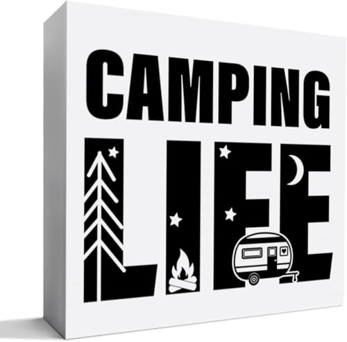 Funny Wooden Box Sign Camping Decorations Camper Van Decor Tabletop Camper Lover Gift 5×5 in - color: Wooden Sign-2