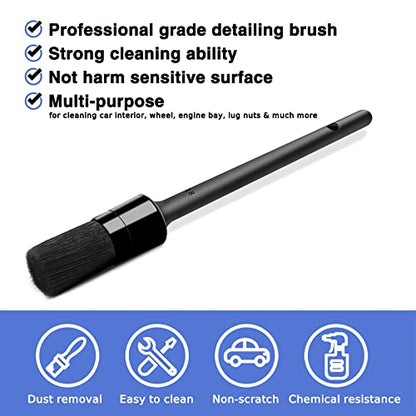 HMPLL 9pcs Auto Car Detailing Brush Set/ Interior Cleaning Kit Includes 5 Soft Premium Detail Brush, 3 Wire Brush & 1 Vent Cleaning Brush for Cleaning Interior, Dashboard, Engines, Leather, Wheel - color: black