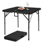 pollilar 34" Folding Card Table Square Foldable Table Plastic Portable with Detachable Legs, Dual Height Adjustable, Heavy-Duty Indoor Outdoor Dining, Game, Picnic, Mahjong Tables-Black - color: Black