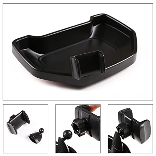 Black ABS Car Center Console Dash Table Storage Tray Fit for Toyota Tundra 2014-2021 Instrument Organizer 360° Rotating Phone Holder Cradle Accessories (with Mobile Phone Holder) - style: With Mobile Phone Holder