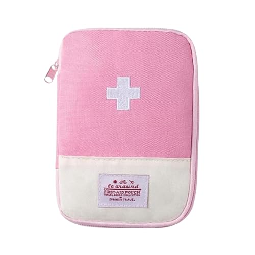 1 Pack First Aid Bag Empty, Empty First Aid Pouch, Mini Portable Medical Bag for Outdoor Camping Hiking Traveling Emergency Bag (Pink - Small) Sports and Outdoors