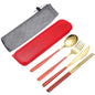 uxcell Travel Utensils with Case, Stainless Steel Portable Silverware, Red/Gold - color: Red/Gold