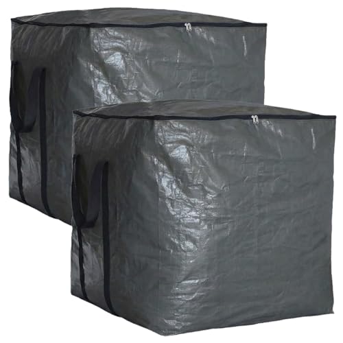 Extra Large Cube Moving Bags (Black, 19"x19"x19" - 2 Pack) | Heavy Duty, Water-Resistant, Foldable, For Clothes, Bedding, Blankets & Pillows, Reusable Alternative to Moving Boxes - color: Black, size: 19"x19"x19" - 2 Pack