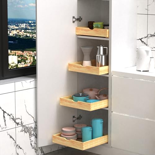 Fully Assembled Pull Out Cabinet Drawer, Wood Pull Out Cabinet Organizer, Soft Close Slide Out Pull Out Drawers for Kitchen Cabinets, Fast and Easy DIY Installation, 21”W x 21”D - size: 21”W x 21”D