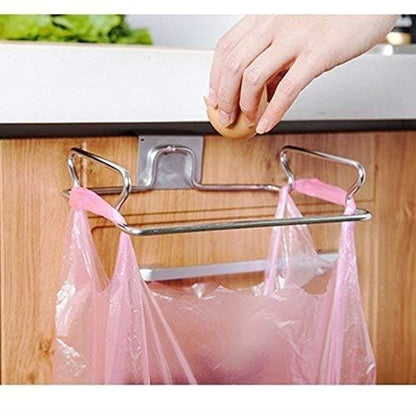 Metal Hanging Garbage Bags Rack Kitchen Wash Cloth Towel Storage Holders Wall Hanging Cupboard Cabinet Stand Organizer Shelf