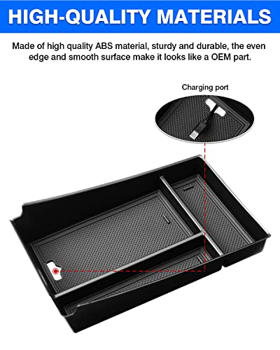 Autorder Center Console Organizer for 2023-2026 Honda HRV Accessories - Armrest Storage Box Secondary Insert Tray with Black&Red Mats - size: 2023+ HR-V Armrest Organizer