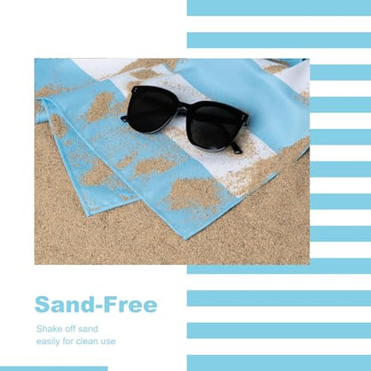 Your Choice Microfiber Beach Towel, Sand-Free Quick Dry Travel Towel, Oversized Compact Lightweight Recycled Towel for Pool Camping(67"x35"/60"x30") - color: E-glacier Blue, size: Extra Large(67x35")