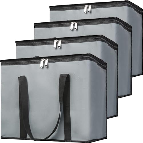 Bodaon 4-Pack Soft Cooler Bag Insulated, X-Large Collapsible Grocery Shopping Tote Bags for Food Delivery, Portable Softside, Insulated Pizza Delivery Bag, Dark Gray - color: Dark Grey, size: X-Large