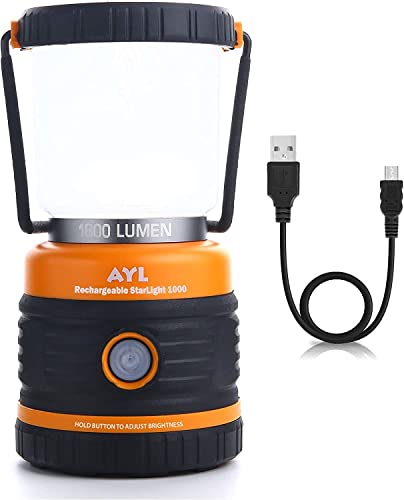 LED Camping Lantern Rechargeable, 1800LM, 4 Light Modes, 4400mAh Power Bank, IP44 Waterproof, Perfect Lantern Flashlight for Hurricane, Emergency, Power Outages, Home and More, USB Cable Included - color: Black and Orange, size: 1800 Lumens (1 Pack)