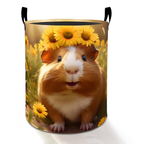 Sunflower Guinea Pig Laundry Basket Hamper for Boys Girls Kids Adults, Foldable Waterproof Oxford Clothes Storage Bin, Pet Organizer for Bedroom Bathroom Room Decor 19.7"x15.8" - style: Guinea Pig01