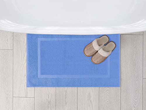 Utopia Towels Cotton Banded Rug, Bath Mats, Not a Bathroom Rug, 21 by 34 Inches, 100% Ring Spun Cotton, Highly Absorbent Shower Bathroom Floor Mat, Electric Blue, 2 Pack - color: Electric Blue