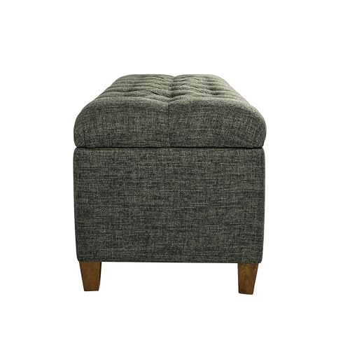 HomePop Ainsley 40" Storage Ottoman Bench - Green Clover Fabric - color: Green Clover Fabric