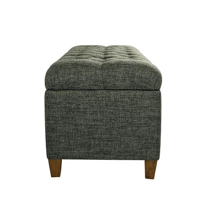 HomePop Ainsley 40" Storage Ottoman Bench - Green Clover Fabric - color: Green Clover Fabric