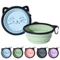 2Pack Silicone Collapsible Dog Bowls, Cute Pet Ear Shape and Cat Graphic Travel Water Bowl Full of Pet Atmosphere 25oz Portable Feeder for Small Large Dog Walking Hiking Camping (Light Blue and Green) - color: Light Blue and Green