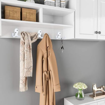 IBosins 28 Pack Heavy Duty Double Prong Coat Hooks Wall Mounted with 56 Screws Retro Double Hooks Utility Hooks for Hanging Coat, Scarf, Bag, Towel, Key, Cap, Cup, Hat - color: 28 Pcs White