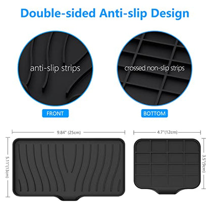 3-Pack Silicone Soap Dish, Sponge Holder for Sink, Kitchen Soap Tray, Bathroom Soap Holder, Sponge Tray with Drain (Black) - color: Black Style B