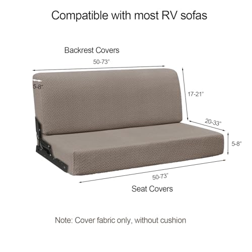 RV Couch Covers for Sofa Bed - 2-Piece Stretchable Backrest & Seat Covers for Jackknife Sleeper Sofas (Khaki) - color: Khaki