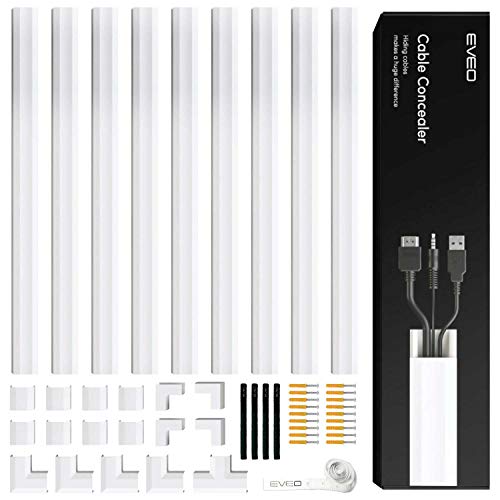 EVEO Cable Hider Wall - 153" Wall Cord Hider, Cable Concealer, Wire Covers for Cords - Wall Cable Hider and Cable Raceway for TV Cord Hider Wire Cover - 10X (L16 x W0.95 x H0.5) - Medium | White - color: White, size: 150" - Medium