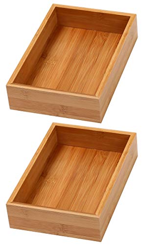 YBM HOME Bamboo Drawer Organizer Storage Box, 2 Pack 6x9x2 inch - size: 6x9x2 Inch (Pack of 2)