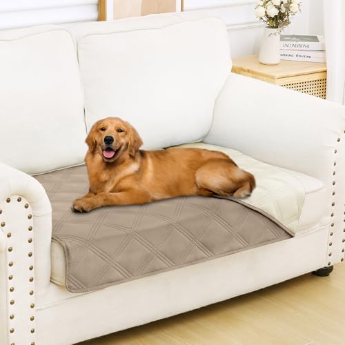 Smiry Waterproof Dog Bed Cover Blanket 30x53, Soft Reversible Pet Blanket, Washable Leakproof Cats Dogs Couch Cover for Sofa, Couch, Furniture, Taupe/Beige - color: Taupe/Beige, size: 30x53 Inch