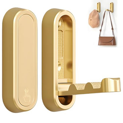 2Pcs Foldable Wall Hooks, Zinc Alloy Folding Hook Gold, Heavy Duty Folding Coat Hooks Wall Mounted for Hanging Coat Towels Bags Keys (Gold, 2 Pack) - color: Gold, size: 2 Pack