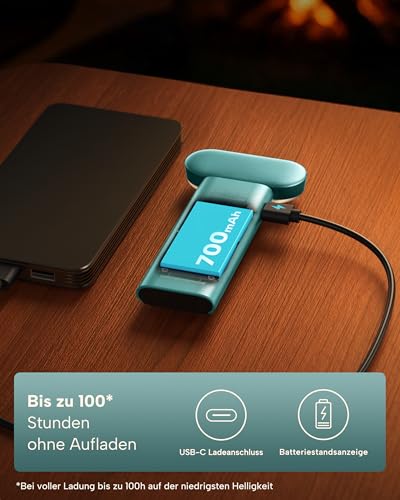 86lux Book Light, Reading Light for Book in Bed, USB Rechargeable LED Night Light with 3 Colors & Stepless Dimming, Aluminum Alloy Bookmark Light for Book Lovers, Aqua - color: Aqua
