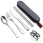 Reusable Travel Utensils Set with Case, Premium Stainless Steel Flatware, Portable Silverware for Lunch, Camping, Picnic, Travel Fork and Spoon Set, To Go Utensils, Dishwasher Safe (Silver) - color: Silver