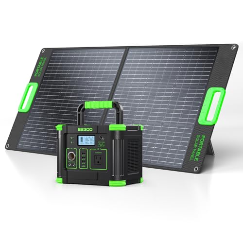 GRECELL 330W Portable Power Station with 100W Solar Panel, 288.6Wh Portable Power Station 330W Solar Generator AC Outlets, Backup for Outdoor Camping, Trip, Power Outage - color: Black