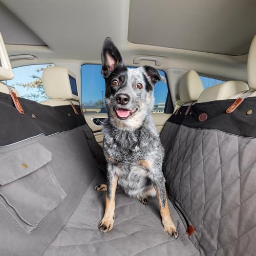 PetSafe Happy Ride Quilted Hammock Seat Cover - Long-Lasting Waterproof Backseat Protection - Keeps Leather Seats Clean & Protects from Scratches - Prevents Driver Distraction - Grey - color: Grey, size: Standard, style: Hammock