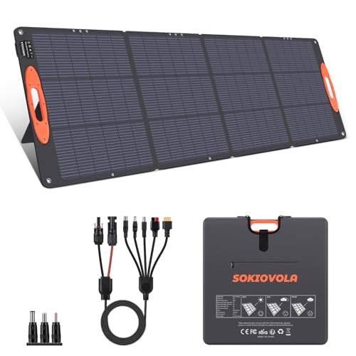 SOKIOVOLA N-Type 16BB 200W Portable Solar Panel for EF/Jackery/Bluetti/Anker Power Station Foldable Solar Panel 25% High Efficiency IP68 Waterproof for Outdoor Trip RV Camping Blackout Off Grid - color: 200 Orange